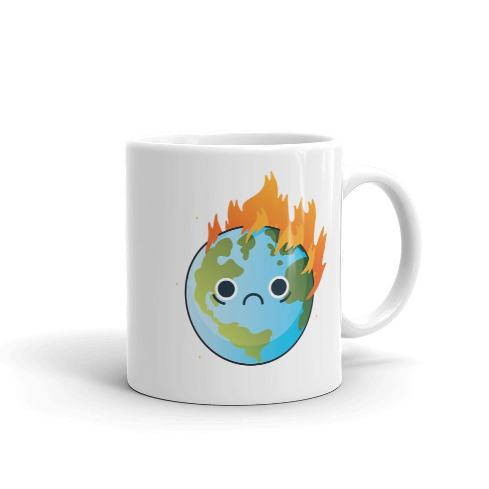 Burning Sad Earth Coffee Mug — front view