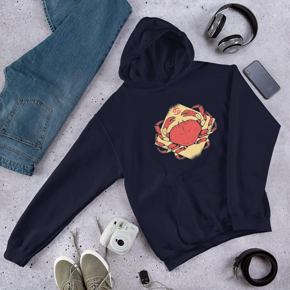 Cancer Zodiac Unisex Hooded Sweatshirt — Navy