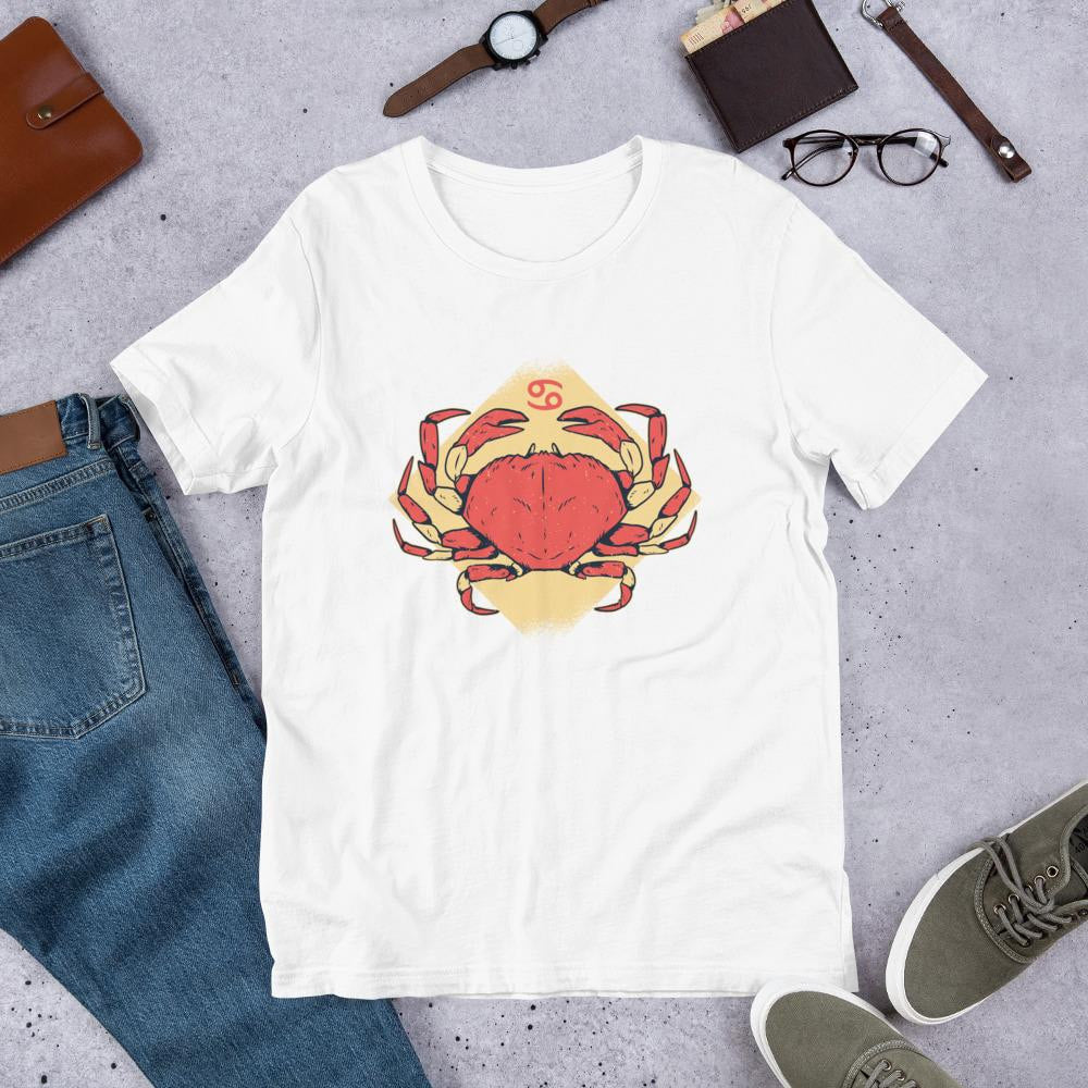 Cancer Zodiac Half Sleeve T-Shirt — White