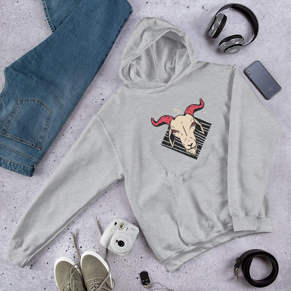 Capricorn Zodiac Unisex Hooded Sweatshirt — Grey