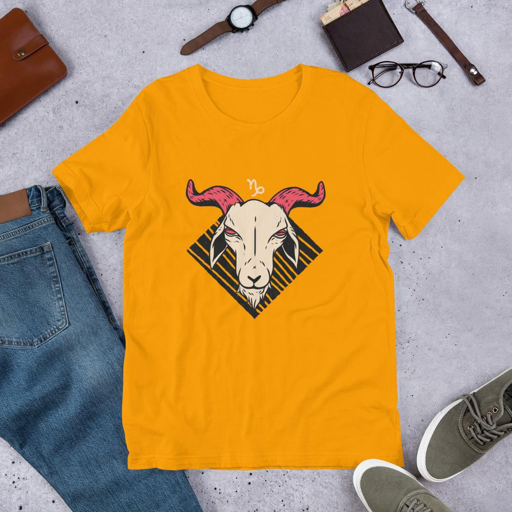 Capricorn Zodiac Half Sleeve T-Shirt — Gold