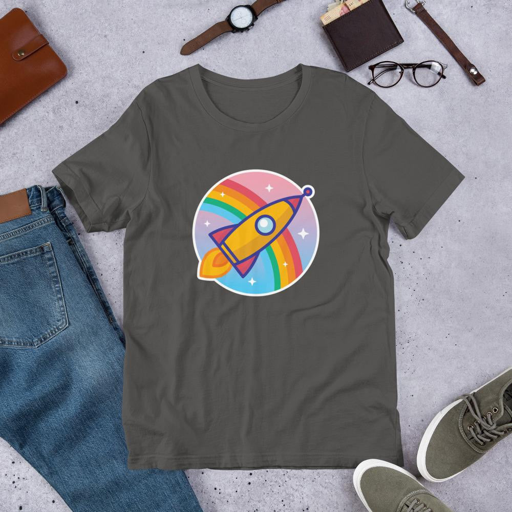 Cartoon Rocket Half Sleeve T-Shirt — Charcoal
