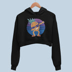 Cartoon Pineapple Dabbing Crop Hoodie — back view