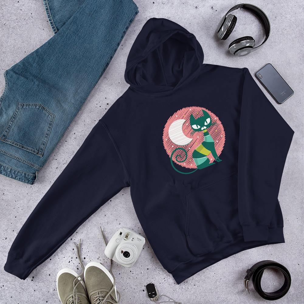 Cat Kid Unisex Hooded Sweatshirt — Navy