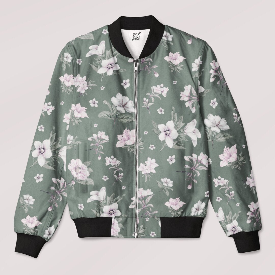 Charming Blooms Pattern Bomber Jacket