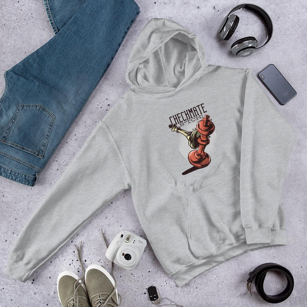 Checkmate Unisex Hooded Sweatshirt — Grey