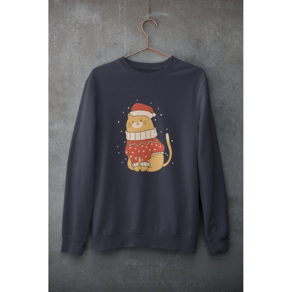 Christmas Cat Unisex Sweatshirt — Navy