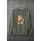Christmas Cat Unisex Sweatshirt — Olive