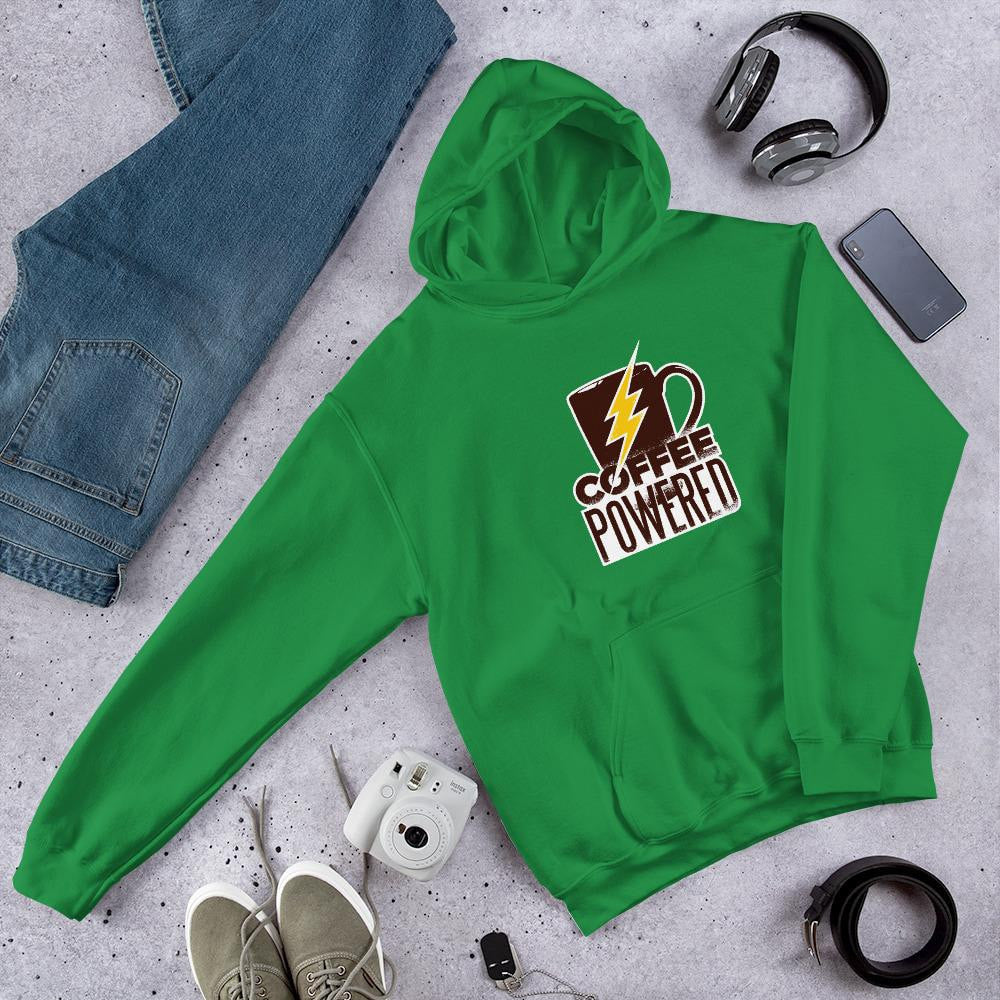 Coffee Powered Unisex Hooded Sweatshirt — Green