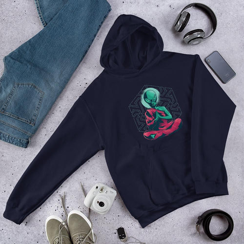 Alien Monk Unisex Hooded Sweatshirt — Navy