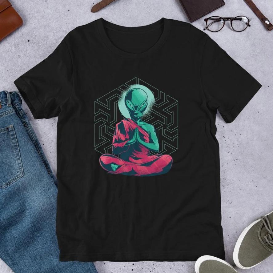 Alien Monk Half Sleeve T-Shirt — Black