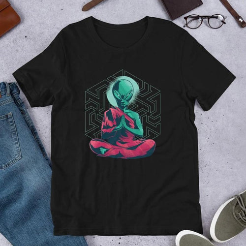 Alien Monk Half Sleeve T-Shirt — Black