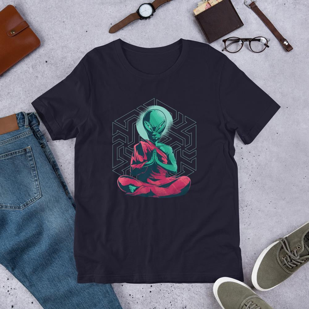 Alien Monk Unisex Half Sleeve T-Shirt — Navy