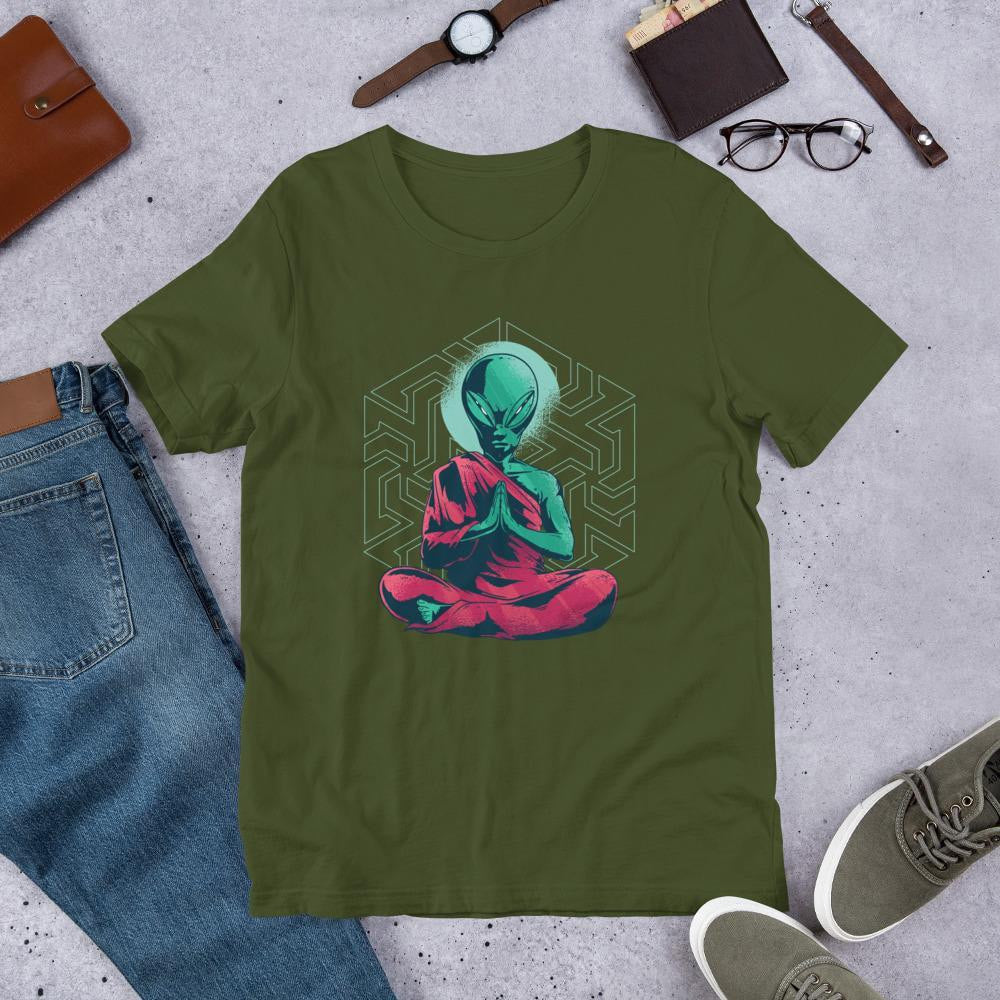 Alien Monk Unisex Half Sleeve T-Shirt — Olive