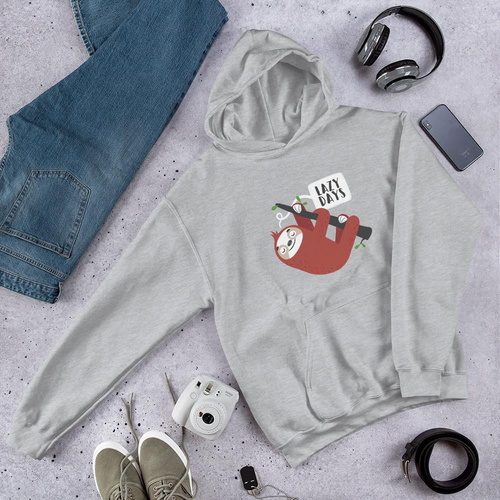 Lazy days Sloth Unisex Hooded Sweatshirt — Grey