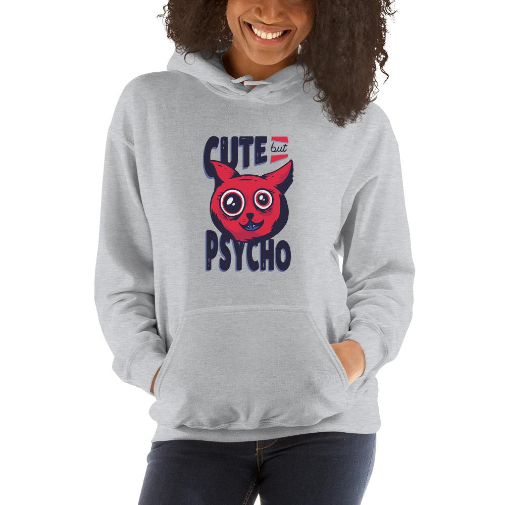 Cute But Psycho Unisex Hooded Sweatshirt — detail view 3