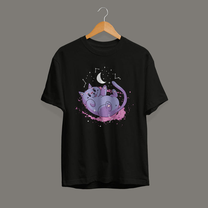 Cute Space Cat Unisex Half Sleeve T-Shirt