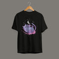 Cute Space Cat Unisex Half Sleeve T-Shirt — Black