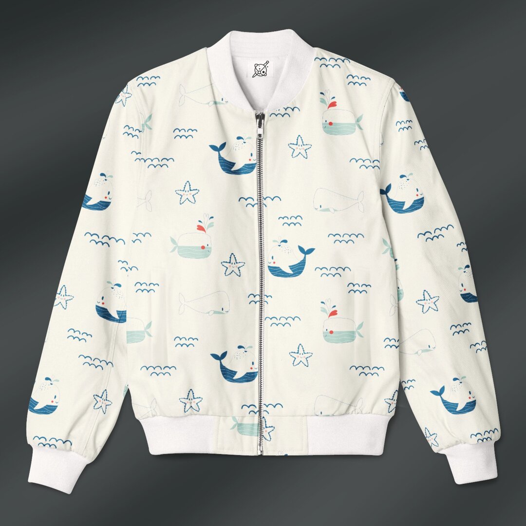 Cute Sea Creatures Pattern Bomber Jacket