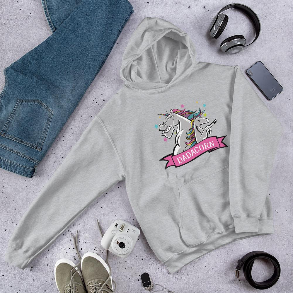 Daddy Unicorn Unisex Hooded Sweatshirt — Grey