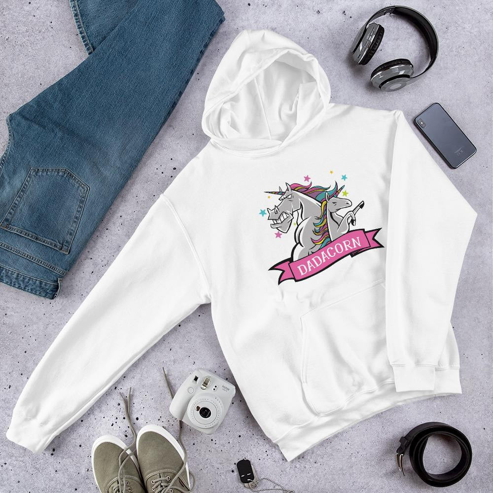 Daddy Unicorn Unisex Hooded Sweatshirt — White