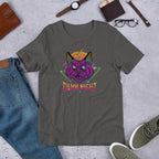 Neon Cat Half Sleeve T-Shirt — Charcoal