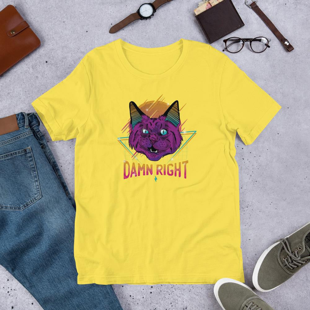 Neon Cat Half Sleeve T-Shirt — Yellow