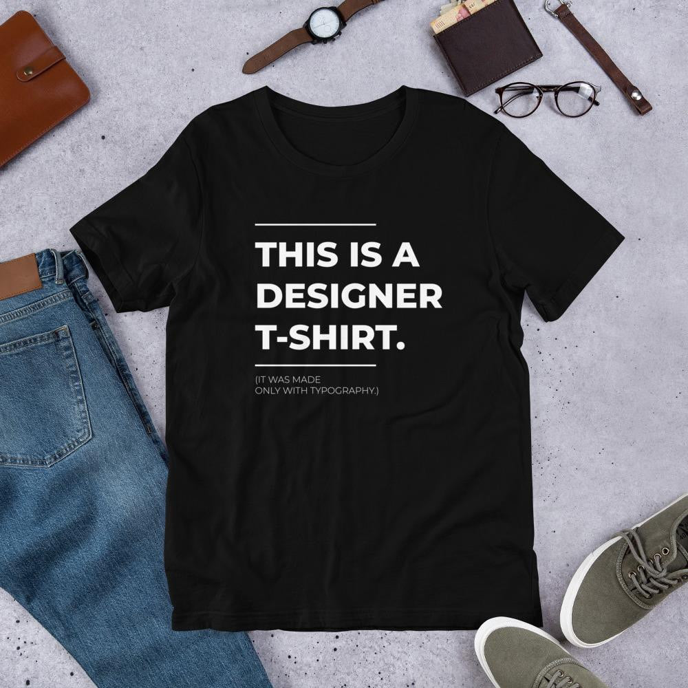 Designer Typography Half Sleeve T-Shirt — Black
