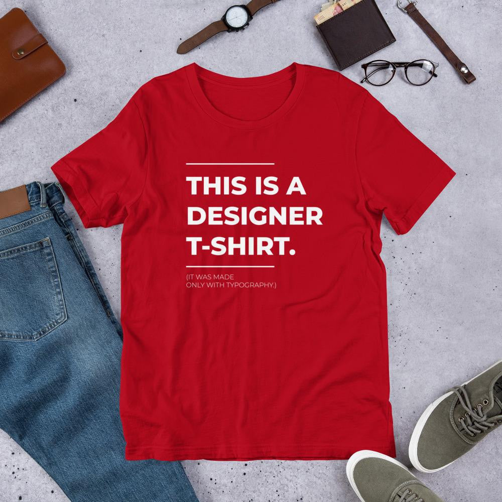 Designer Typography Half Sleeve T-Shirt — Red