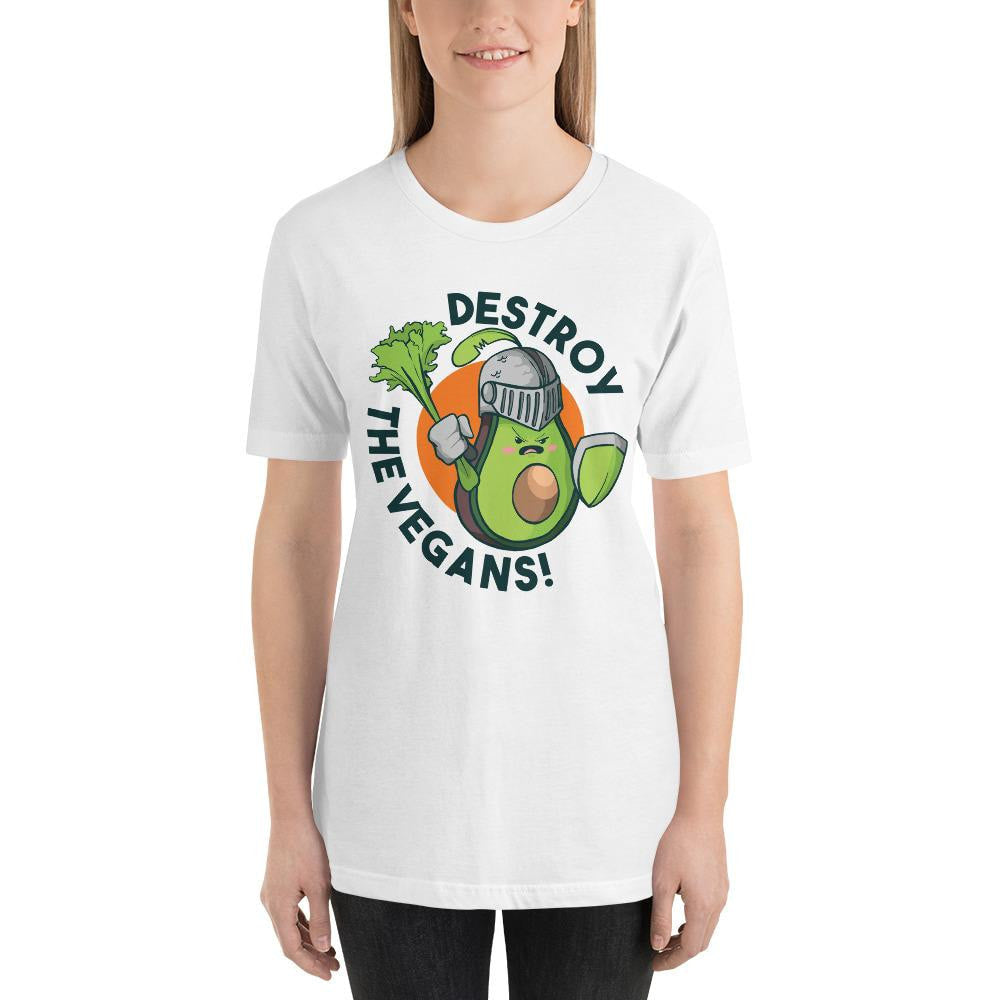 Destroy The Vegans Half Sleeve T-Shirt — White