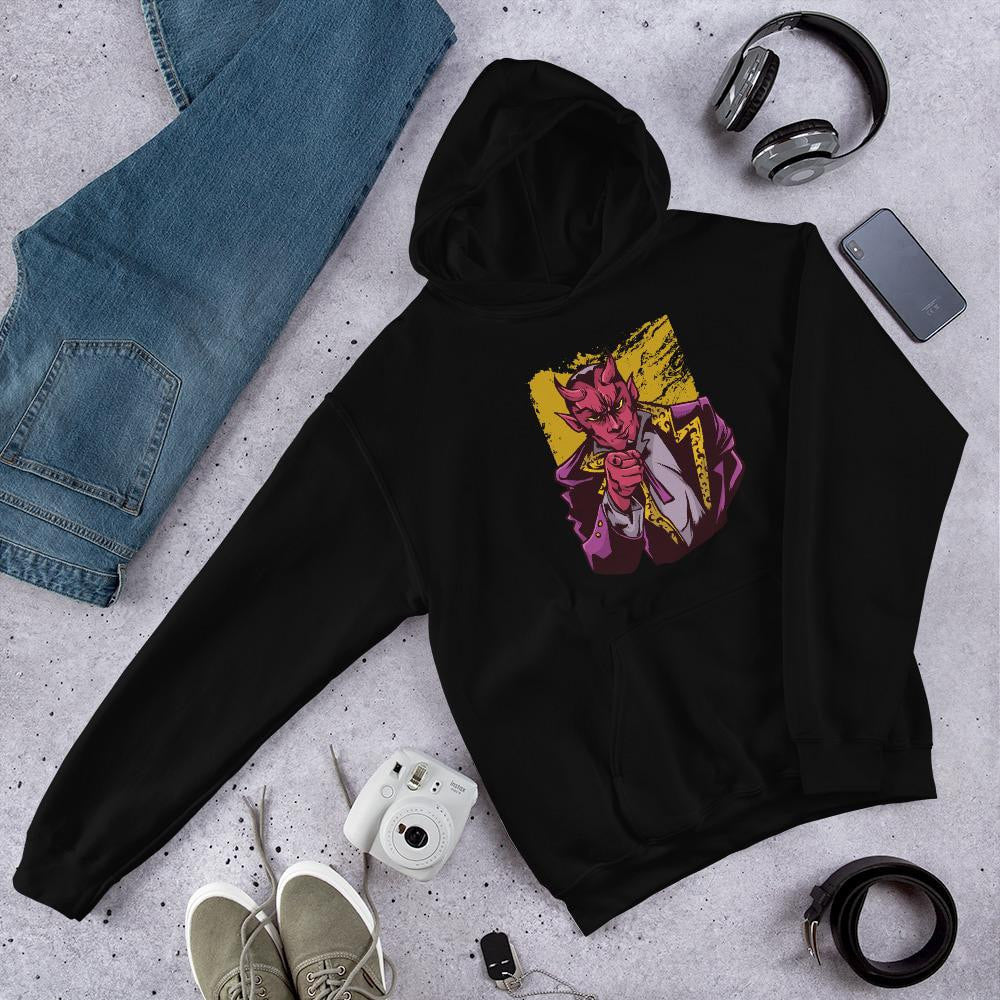 Pointing Lucifer Unisex Hooded Sweatshirt — Black
