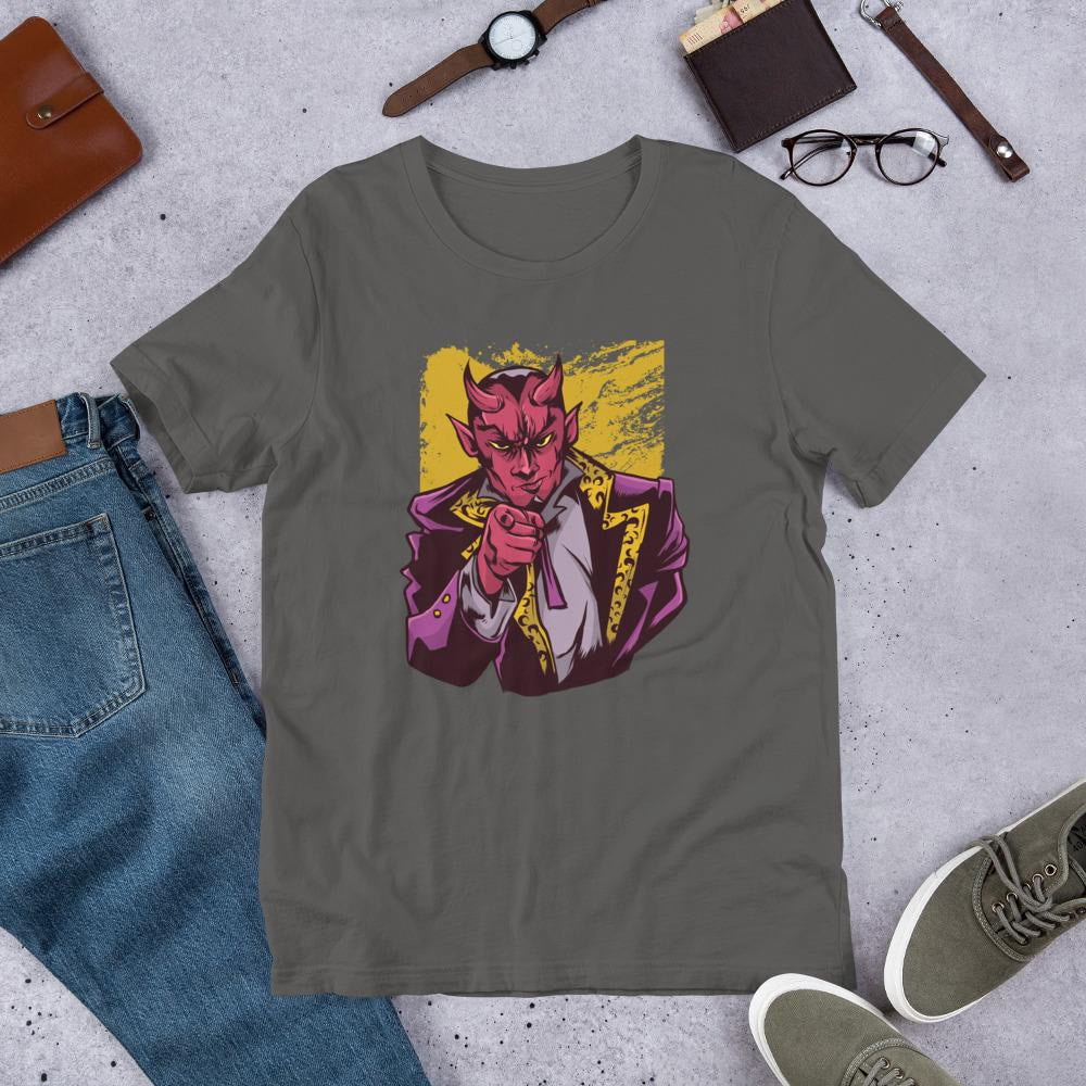 Pointing Lucifer Half Sleeve T-Shirt — Charcoal