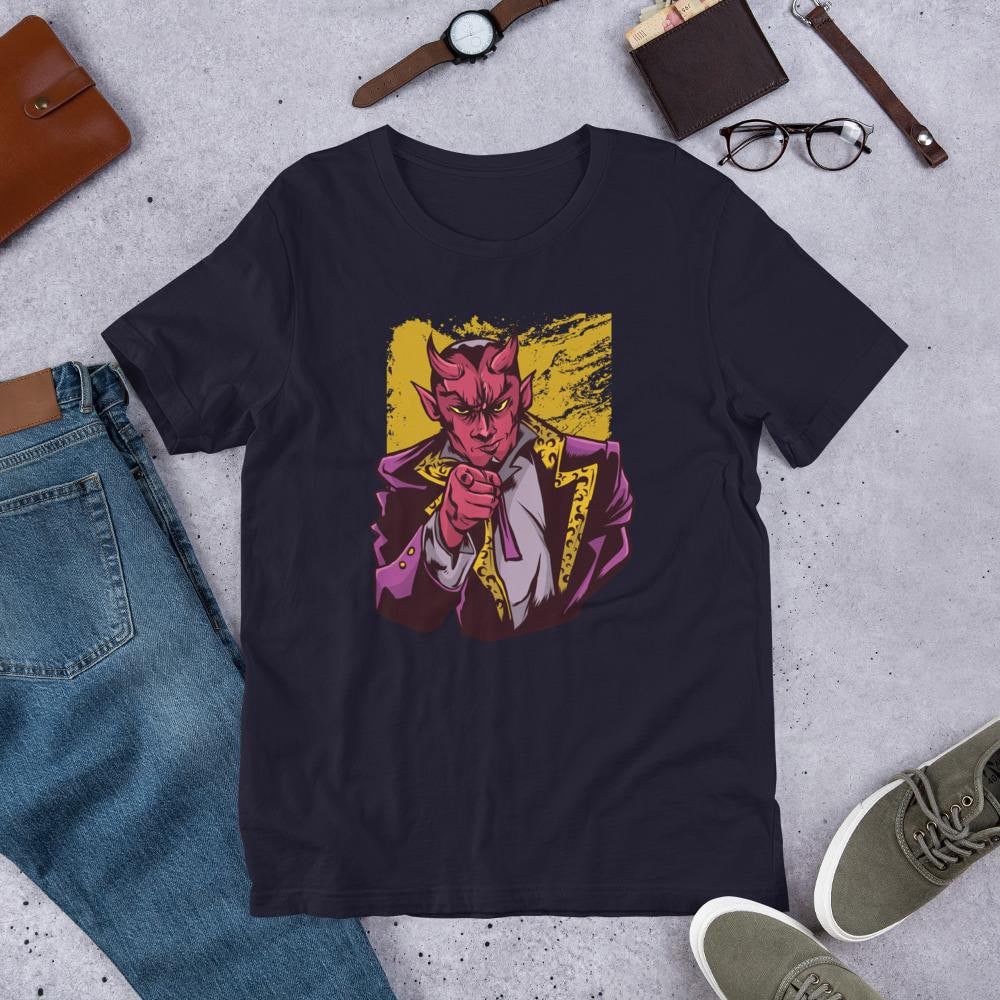 Pointing Lucifer Half Sleeve T-Shirt — Navy