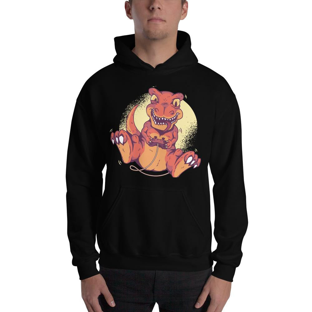Gaming Dino Unisex Hooded Sweatshirt — detail view 4