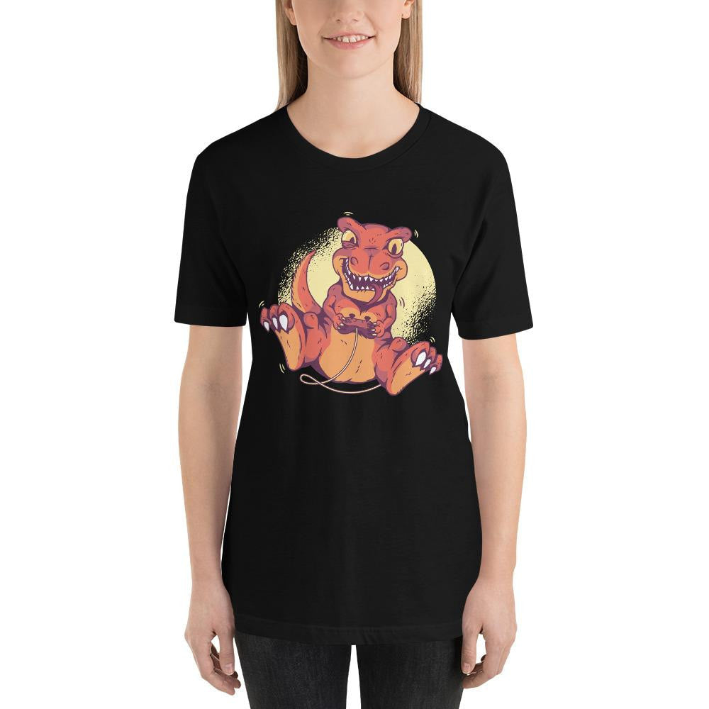 Gaming Dino Half Sleeve T-Shirt — Black