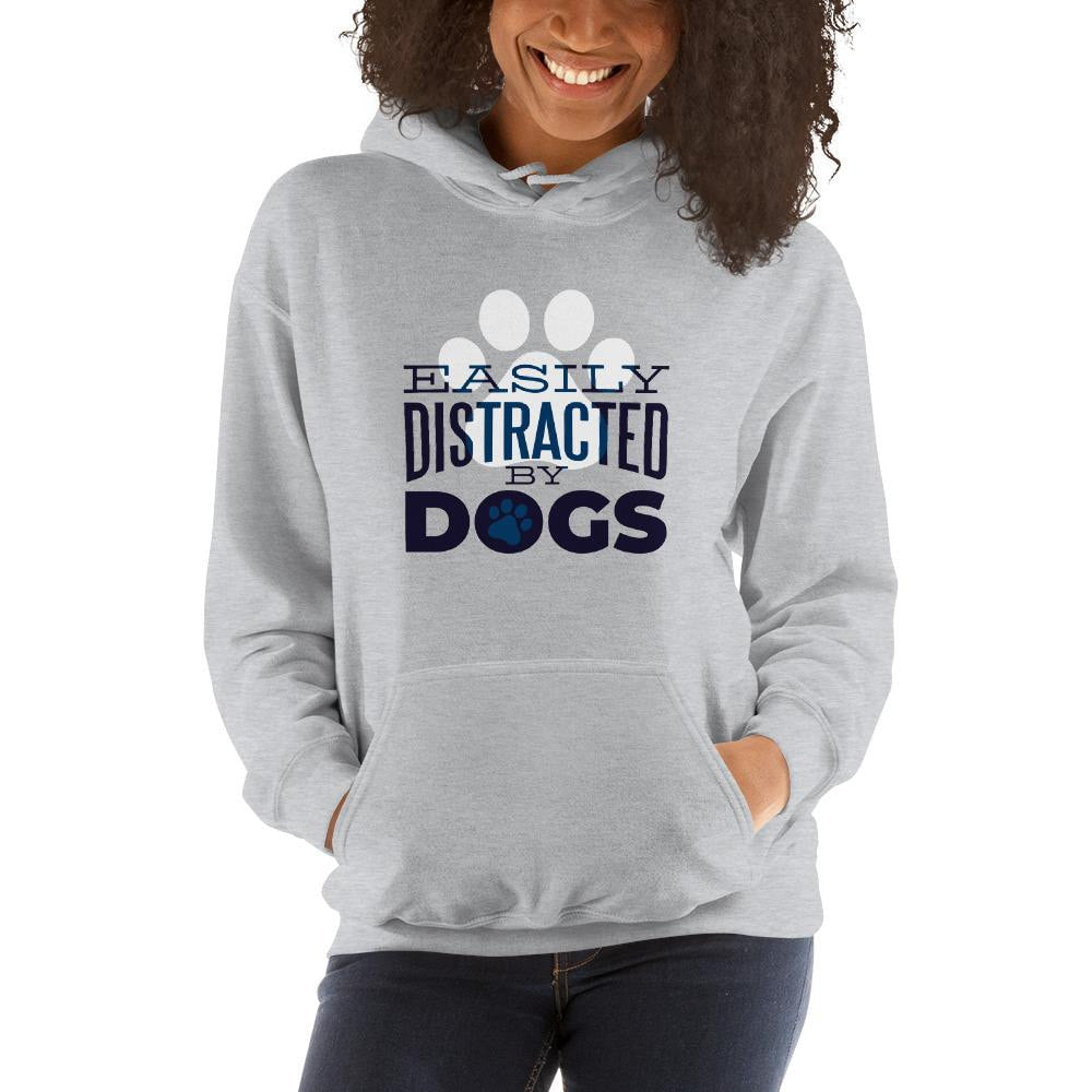 Distracted by Dogs Unisex Hooded Sweatshirt — back view