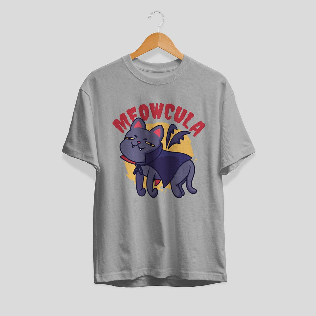 Dracula cat Unisex Half Sleeve T-Shirt — Grey