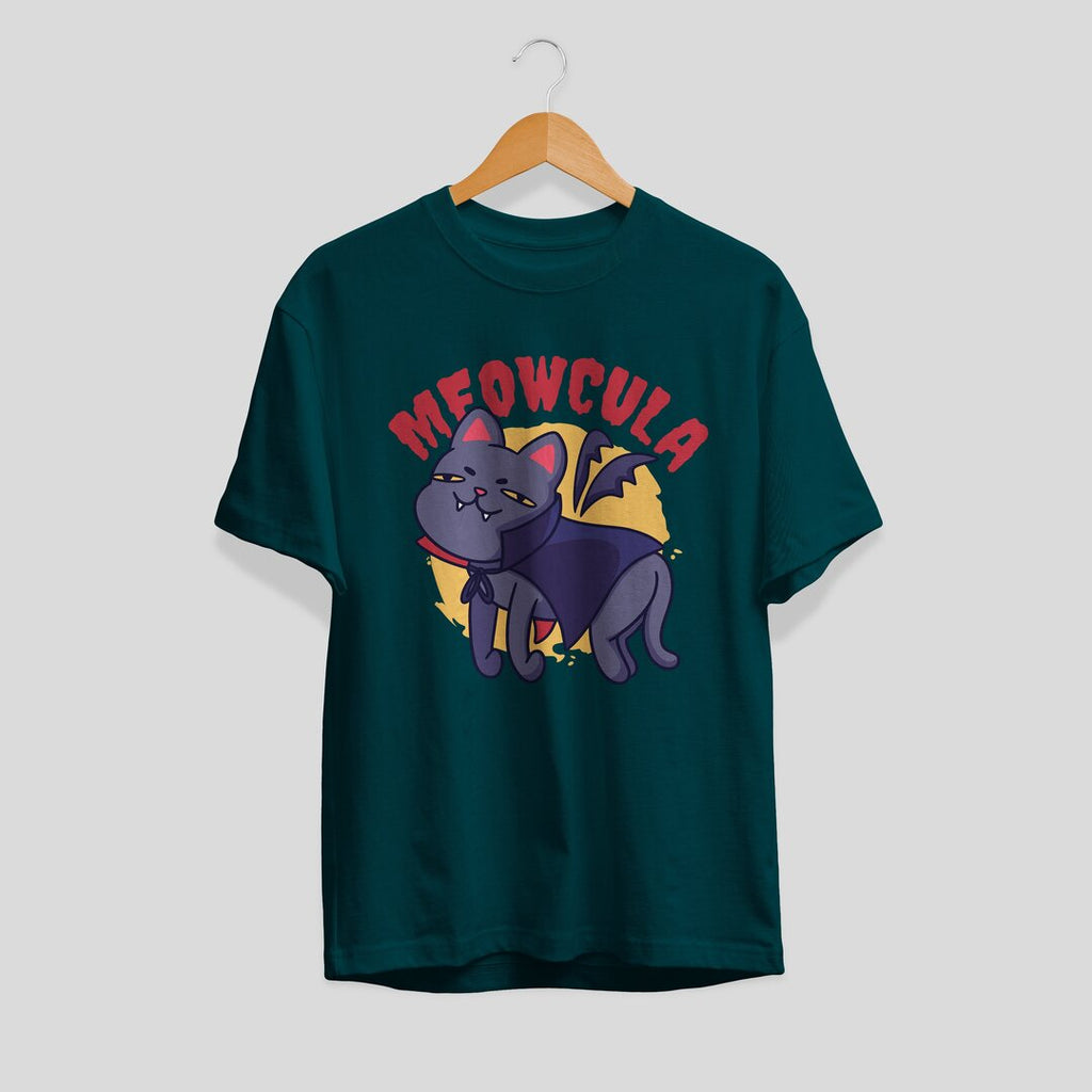 Dracula cat Unisex Half Sleeve T-Shirt — Petrol blue