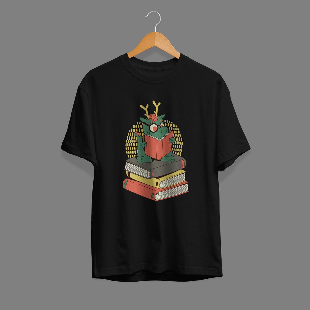 Dragon On Books Unisex Half Sleeve T-Shirt