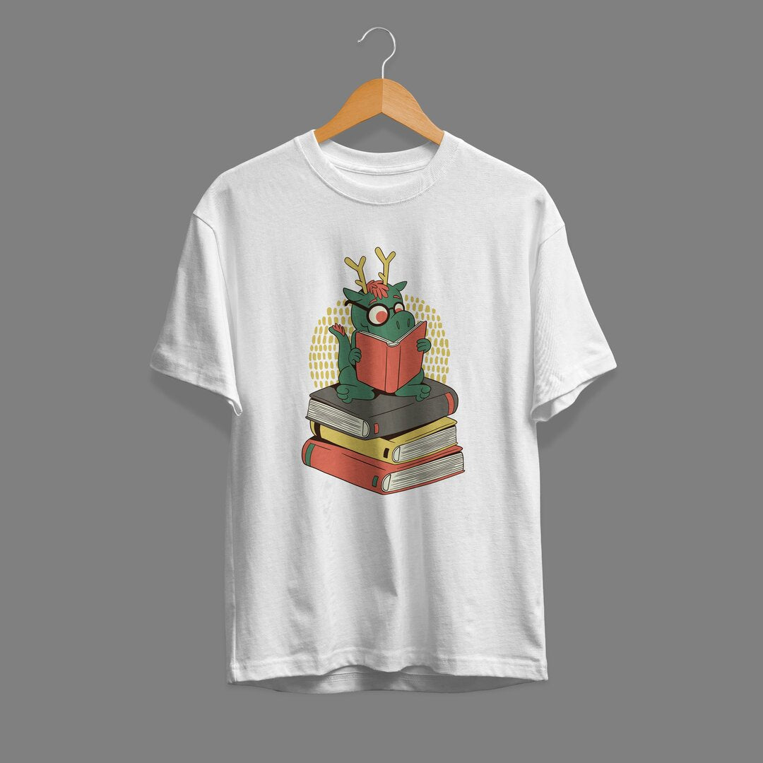 Dragon On Books Unisex Half Sleeve T-Shirt