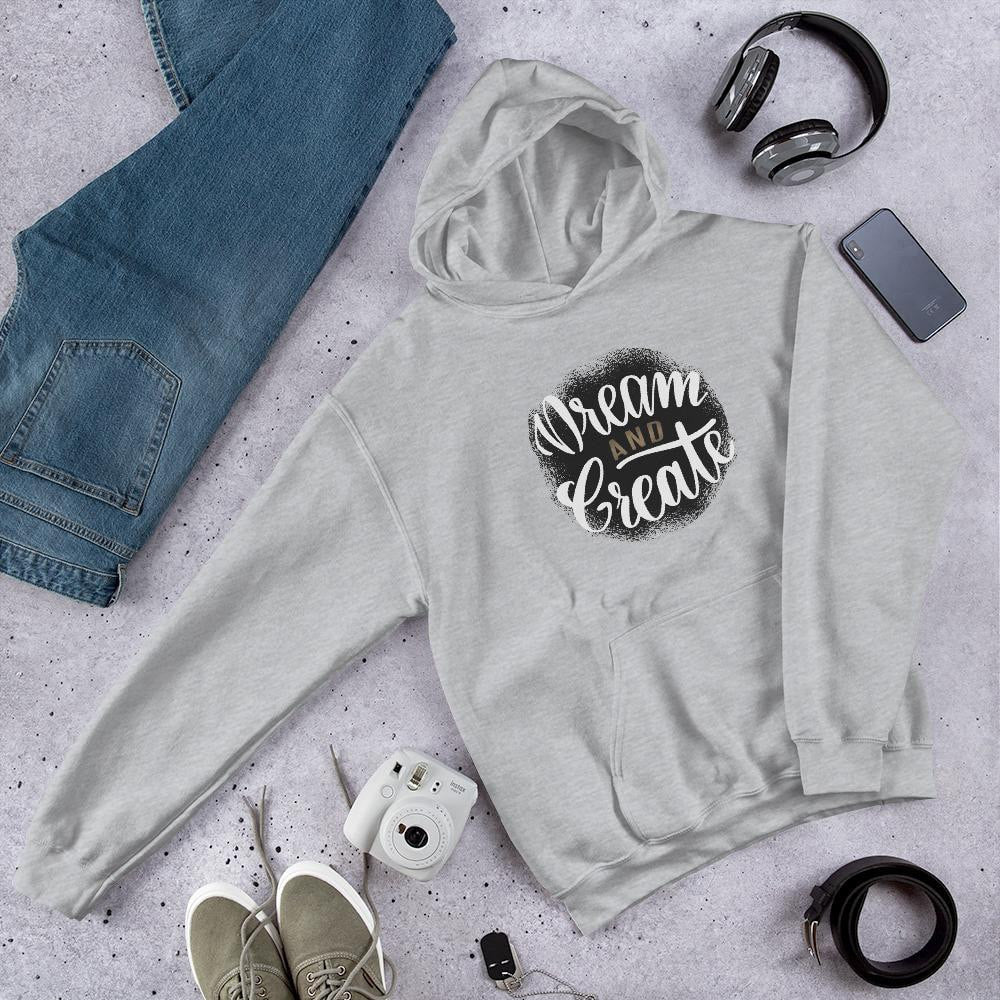 Dream & Create Unisex Hooded Sweatshirt — Grey