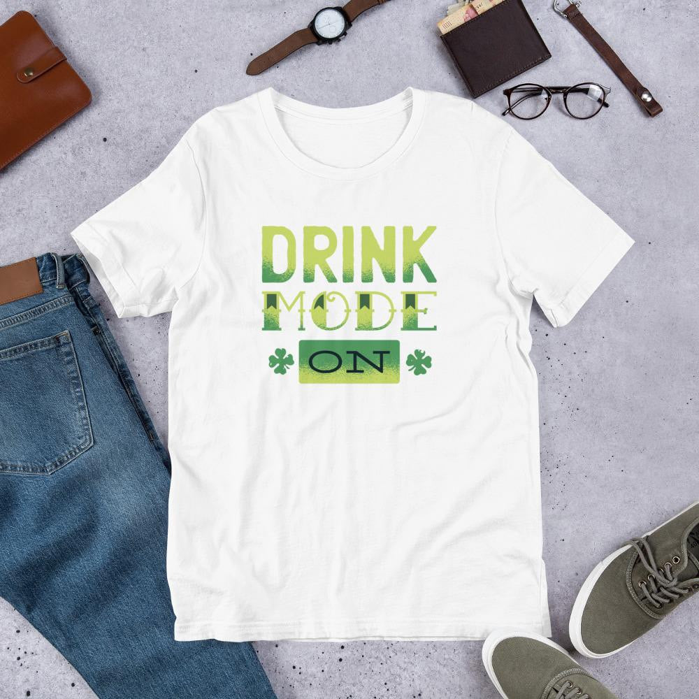 Drink Mode On Half Sleeve T-Shirt — White