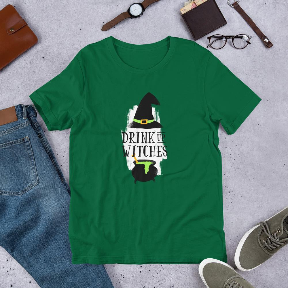 Drink Up Witches Half Sleeve T-Shirt — Green