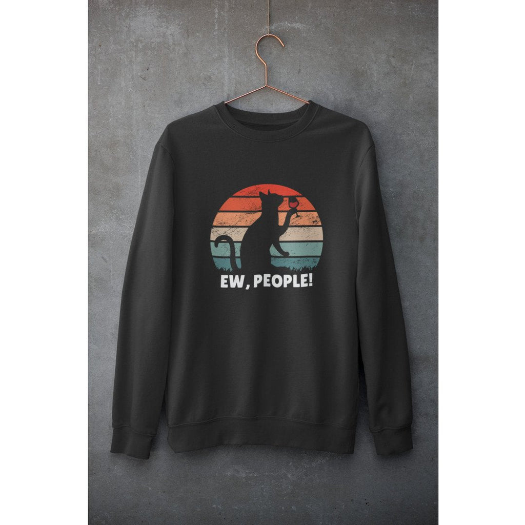 Drinking Cat Unisex Sweatshirt — Black
