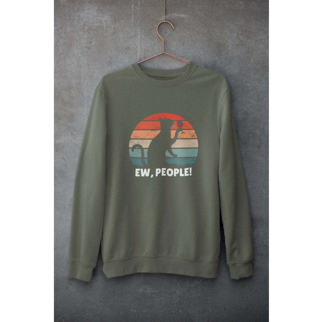 Drinking Cat Unisex Sweatshirt — Olive