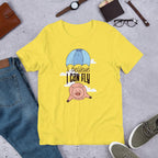 Flying Pig Half Sleeve T-Shirt — Yellow