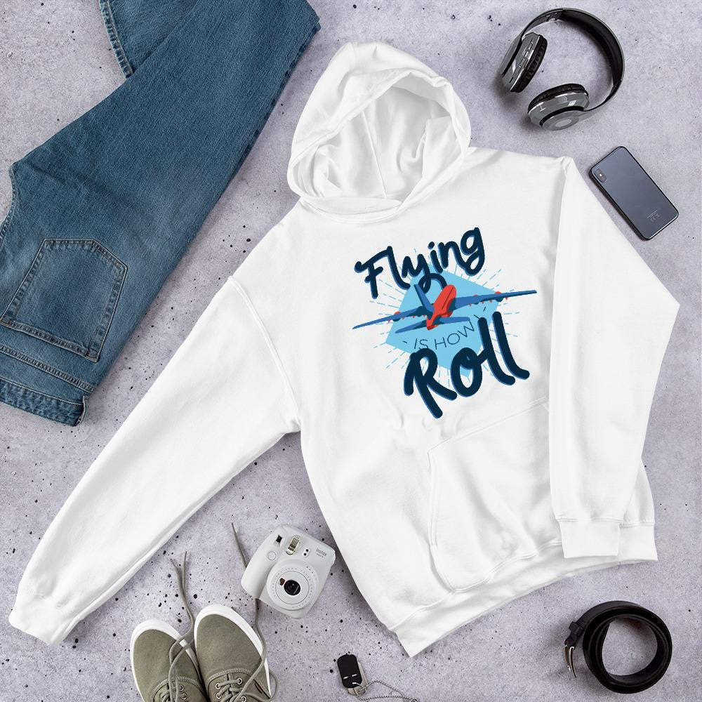 Flying Roll Unisex Hooded Sweatshirt — White