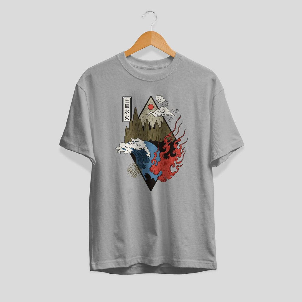 Four Elements Unisex Half Sleeve T-Shirt — Grey
