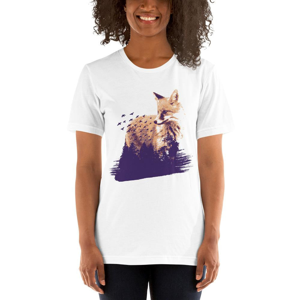 Forest Fox Half Sleeve T-Shirt — White