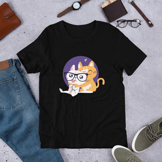 Nerd Cat Half Sleeve T-Shirt